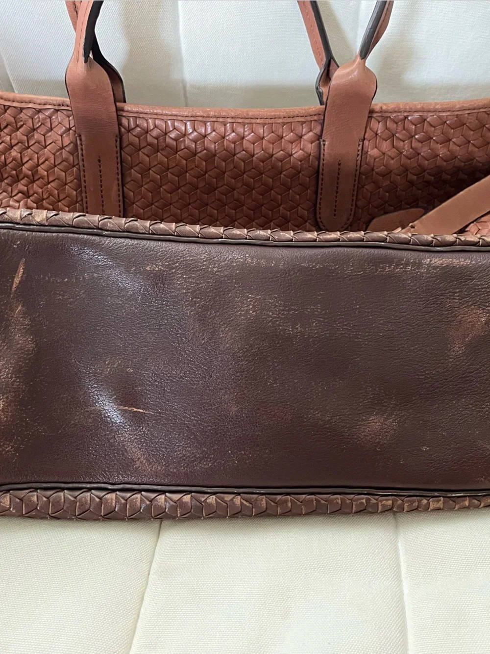 Cole Haan Woven Leather Tote Bag in Brown